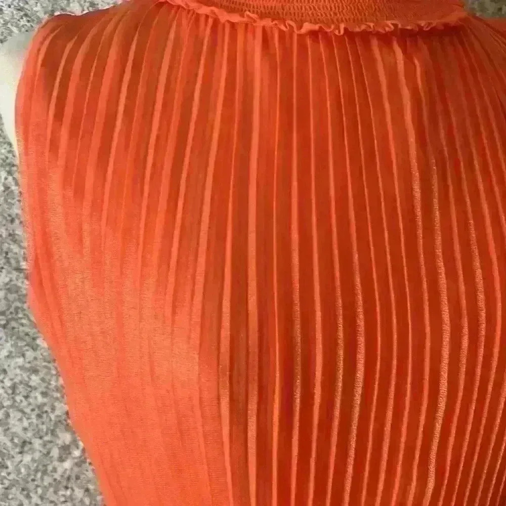 NWT Nanette Lepore pleated sleeveless dress vivid coral size 10 - Picture 4 of 12
